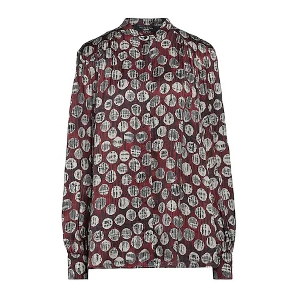 Manila Grace Burgundy Satin Blouse – Multicolor Print - Size 8-10 (TG 40 EU)